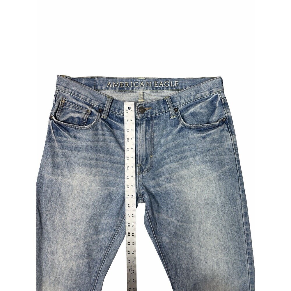 American Eagle Jeans Men's 33x34 (35x34) Original Straight Light Wash Y2K 2011 - Picture 7 of 13